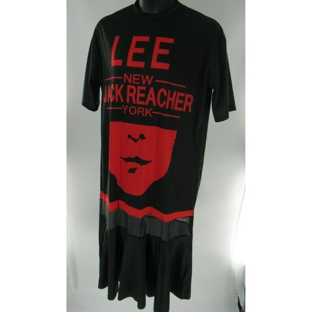 Lee New York Jack Reacher Graphic T- Shirt Dress Black Red Short Sleeve Women's